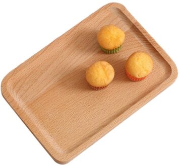 Hout Rectangulartableware Dienblad Decoratieve Voedsel Houder Opslag Lade #1 #8 B 25CM