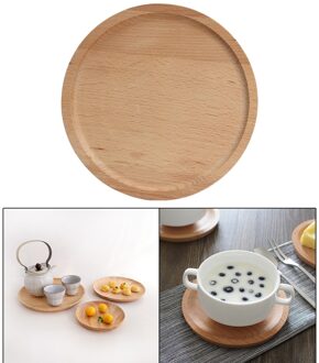 Hout Serveerschaal Ronde Dienblad Fruit Dessert Taart Snack Snoep Schotel Houten Gerechten 24x24cm