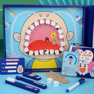 Hout Simulatie Tandarts Set Vroege Onderwijs Pretend Play Dental Puzzel Speelgoed Grappig Tandheelkundige Model Kit Interactief Speelgoed