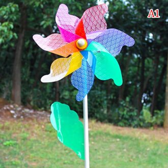 Hout Tuin Yard Party Camping Windmolen Wind Spinner Ornament Decor Kinderen Speelgoed Kleurrijke Regenboog Bloem Windmolen