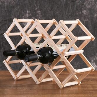 Hout Vouwen Wijn Whisky Houder In Fles Keuken BarStorage Exposant Massief Houten Creatieve Vouwen Wijnrek Blauw