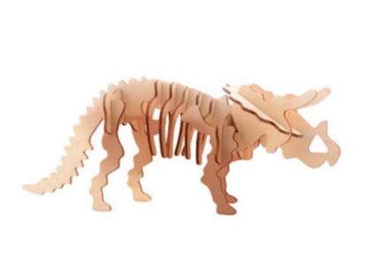Houten 3D puzzel dinosaurus Triceratops 21 cm