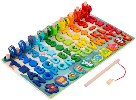 Houten Alfabet Nummer Vissen Dier Vorm Puzzel Educatief Speelgoed