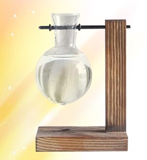 Houten Art Hydrocultuur Container Transparante Glazen Vaas Moderne Bloem Plant Container Creatieve Terrarium Bloempot Voor Kamer Home Size 1