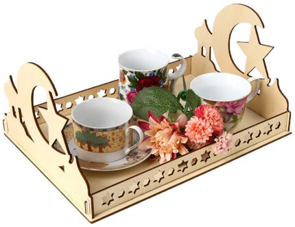 Houten Artistieke Eid Mubarak Party Serving Servies Lade Display Hout Decoratie Hulp Mubarak Decor Deco Ramadan Kareem