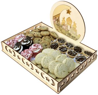 Houten Artistieke Eid Party Serving Servies Lade Display Hout Decoratie Schotel Fruitschaal Snacks Plaat Keuken Decoratie # T2P B