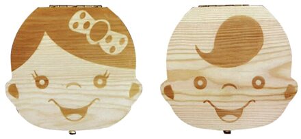 Houten Baby Kids Tand Opbergdoos Engels Melk Tanden Navelstreng Lanugo Organizer Herinneringen Besparen jongen English