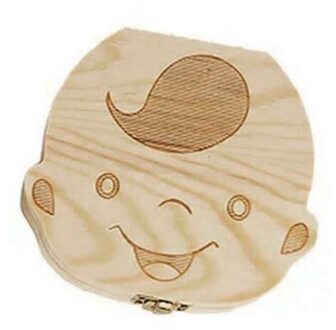 Houten Baby Kids Tand Opbergdoos Engels Tanden Navelstreng Lanugo Organizer Herinneringen Besparen jongen