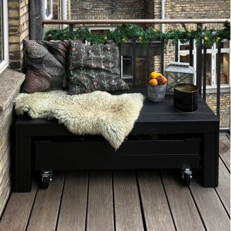 Houten Balkonbankje Met Opbergruimte - 120 CM Black