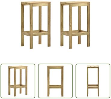 Houten Barkrukken - Set van 2 - Grenenhout - Groen geïmpregneerd - 40 x 36 x 75 cm Bruin