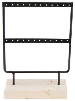 Houten Basis Metalen Sieraden Houder Display Stand Dangle Oorbellen Opknoping 24 Holes Multi-functionele Professionele Houder Organizer @ B