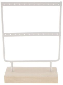 Houten Basis Metalen Sieraden Houder Display Stand Dangle Oorbellen Opknoping 24 Holes Multi-functionele Professionele Houder Organizer @ B