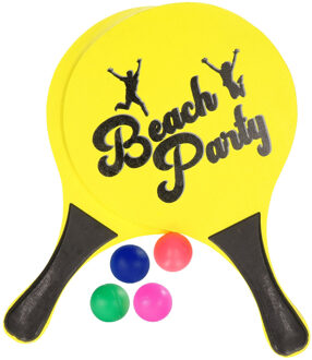 Houten beachball set geel met extra balletjes - Beachballsets