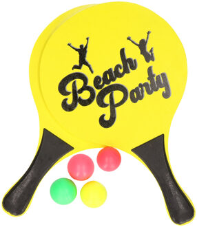 Houten beachball set geel met extra balletjes - Beachballsets