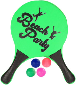 Houten beachball set groen met extra balletjes