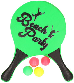 Houten beachball set groen met extra balletjes