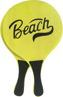 Houten beachball set neon geel - Beachballsets