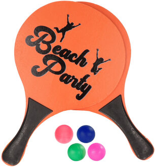 Houten beachball set oranje met extra balletjes