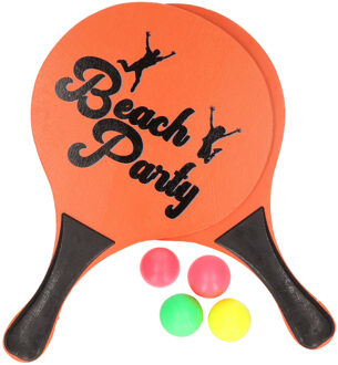 Houten beachball set oranje met extra balletjes