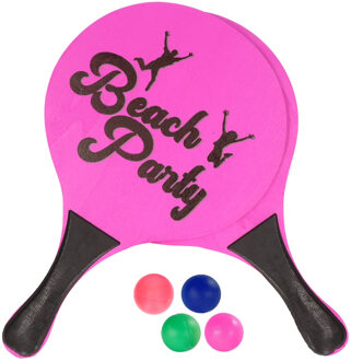 Houten beachball set roze met extra balletjes
