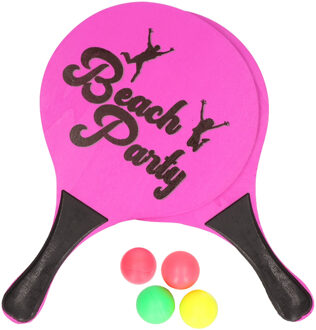 Houten beachball set roze met extra balletjes