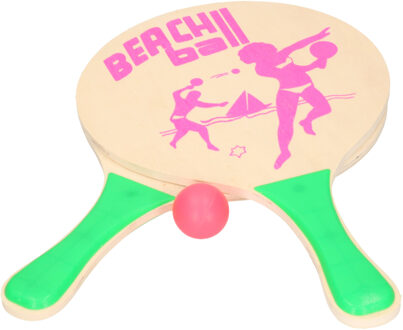 Houten beachball setje met bal groen - Beachballsets