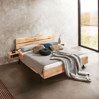 Houten Bed 'Rough' massief eiken - 160 x 210 cm - Met 2 nachtkastjes