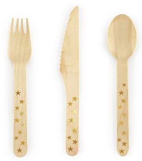 Houten Bestek Woodland Sterren Goud (18st) Goud - Brons