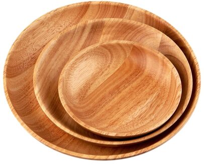 Houten Borden Set Van 3 Diner, Salade, en Dessert Platen Voor Milieuvriendelijke Living Massief Houten Snack Plaat (3 Maten)