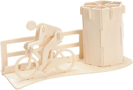 Houten bouwpakket pennenbakje - wielrenner