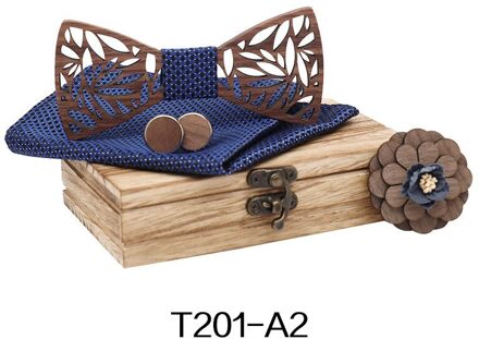 Houten Bow Tie Mannen Vlinderdas Houten Handgemaakte Strikje Manchetknopen Corsage Vierkante Sjaal Set Mens Business Bruiloft T201-A2