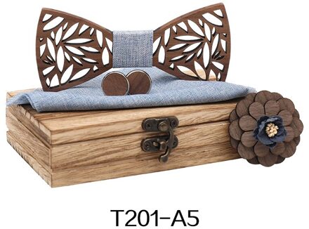 Houten Bow Tie Mannen Vlinderdas Houten Handgemaakte Strikje Manchetknopen Corsage Vierkante Sjaal Set Mens Business Bruiloft T201-A5