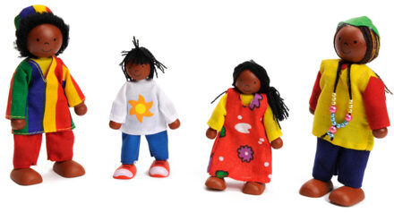 Houten Buigpopjes Set Afrikaanse Familie 9-11cm