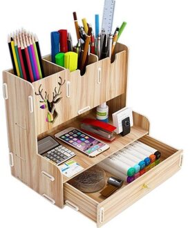 Houten Bureau Pen Houder Organizer 23X15X25 Cm