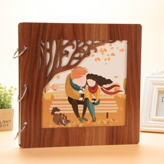 Houten Cover 16 Inch Handgemaakte Diy Album Hand-Gesneden Plakken Album, geschikt Voor Familie Bruiloft Baby Geheugen Foto Collectie