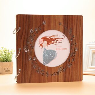 Houten Cover 16 Inch Handgemaakte Diy Album Hand-Gesneden Plakken Album, geschikt Voor Familie Bruiloft Baby Geheugen Foto Collectie