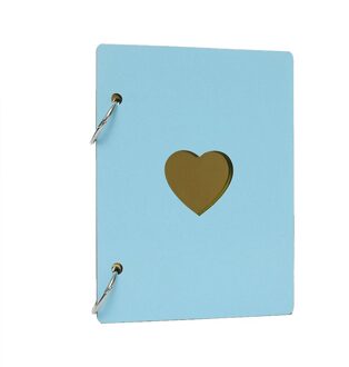 Houten Creatieve Liefde Hart Fotoalbum Vintage Handgemaakte Foto Boekenplank Albums Anniversary Memory Craft Verjaardag Christmas Blauw