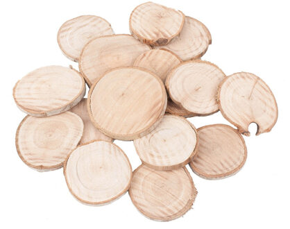 Houten decoratie boomschijven/boomschijfjes - 100x stuks - rond - Dia 5-7 cm
