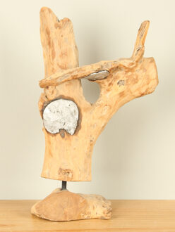 Houten decoratie op standaard met aluminium detail JT 3