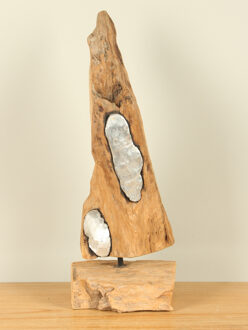 Houten decoratie op standaard met aluminium detail JT 7