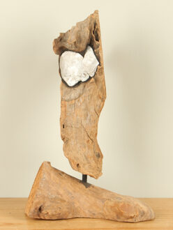 Houten decoratie op standaard met aluminium detail JT 8