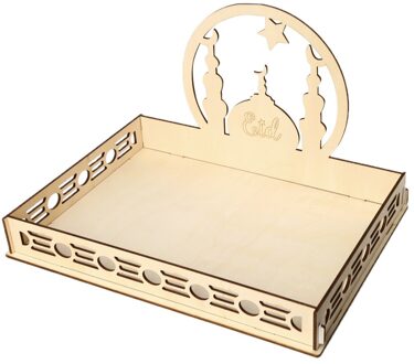 Houten Dessert Lade Artistieke Eid Mubarak Party Serving Servies Lade Display Decoratie Ramadan Home Decor Dessert Lade