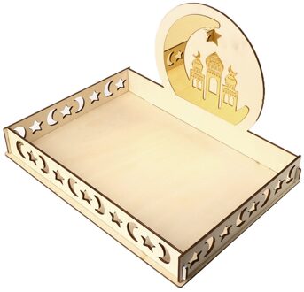 Houten Dessert Lade Artistieke Eid Mubarak Party Serving Servies Lade Display Decoratie Ramadan Home Decor Dessert Lade