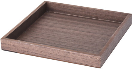 Houten dienblad/kaarsenbord vierkant L25 x B25 x H3 donkerbruin