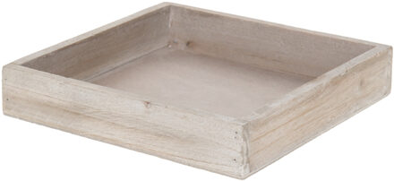 Houten dienblad - naturel wash - 20 x 20 cm - vierkant - tafeldecoratie - kaarsenbord Bruin