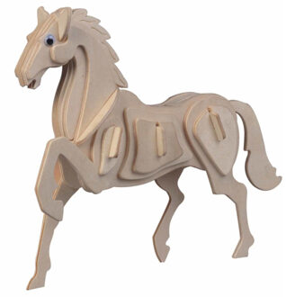 Houten dieren 3D puzzel Paard - 20 cm - Speelgoed bouwpakket Bruin