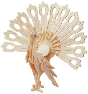 Houten dieren 3D puzzel Pauw - 23 cm - Speelgoed bouwpakket