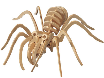 Houten dieren 3D puzzel tarantula spin - Speelgoed bouwpakket - 23 x 18 cm Bruin