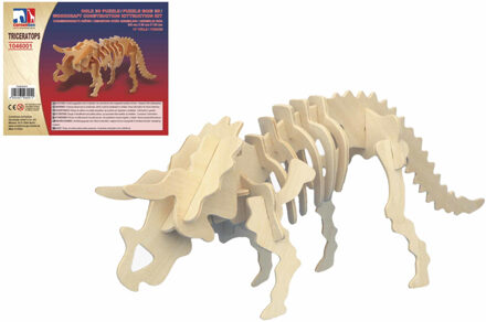 Houten dieren 3d puzzel Triceratops dinosaurus bouwpakket 32 cm