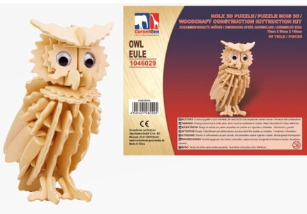 Houten dieren 3D puzzel uil vogel - 7 x 9 x 14 cm - Speelgoed bouwpakket